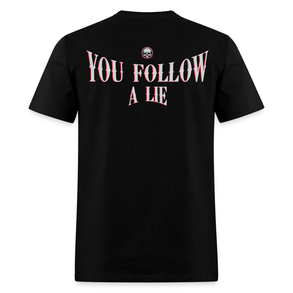 'Follow Your Idol' Red Finish Unisex T-Shirt - black